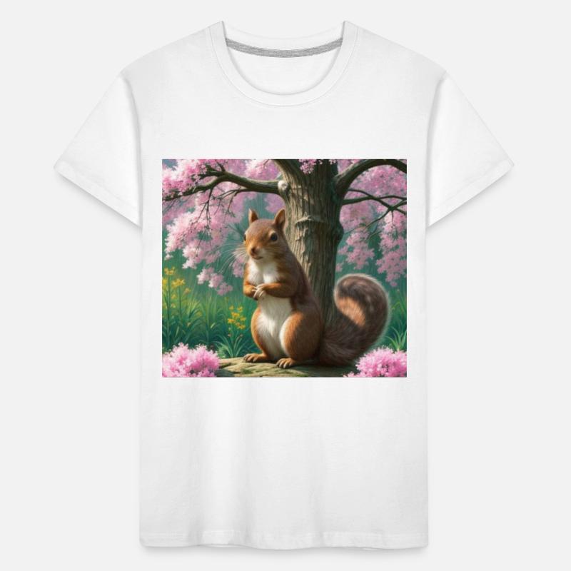 Suirrel withblooming tree - Squirrel Kids' Premium Organic T-Shirt