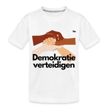 Demokratie verteidigen - Kinder Premium Bio T-Shirt - Weiß - Vorne