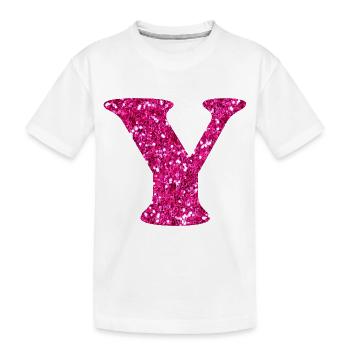 Lettre y rose pailleté - T-shirt bio Premium Enfant - blanc - Devant