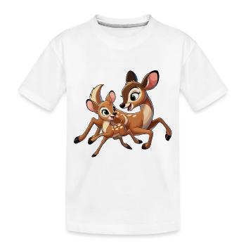 Cerf mère et enfant gambadant - T-shirt bio Premium Enfant - blanc - Devant