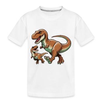 Tyrannosaurus Rex mère avec enfant - T-shirt bio Premium Enfant - blanc - Devant