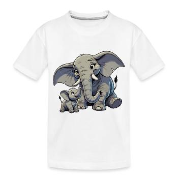 Éléphant d’Afrique mère et enfant - T-shirt bio Premium Enfant - blanc - Devant