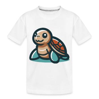 Lächelnde Schildkröte - Kinder Premium Bio T-Shirt - Weiß - Vorne