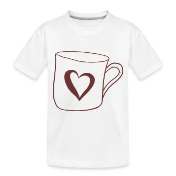 Becher mit Herz - Kinder Premium Bio T-Shirt - Weiß - Vorne