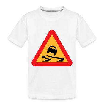 Skidding Car Warning Sign - Kids' Premium Organic T-Shirt - white - Front