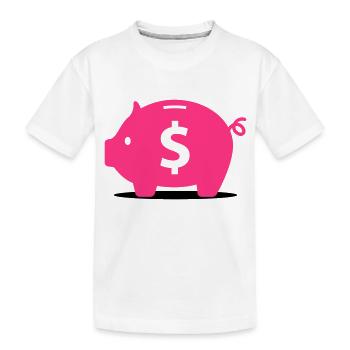 Pink piggy bank - Kids' Premium Organic T-Shirt - white - Front