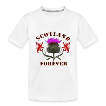 scotland forever thistle_red tartan - Kids' Premium Organic T-Shirt - white - Front