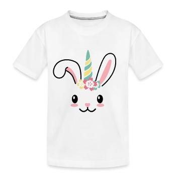 Einhorn Hase-Bunnycorn-Kind-Lustig-Geschenk-Ostern - Kinder Premium Bio T-Shirt - Weiß - Vorne