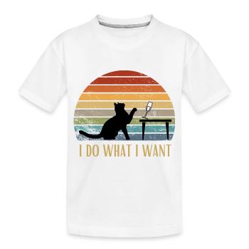 Retro Katze I do what i want Lustig - Kinder Premium Bio T-Shirt - Weiß - Vorne