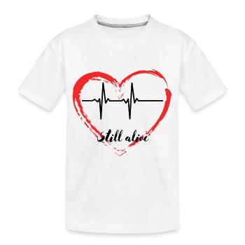 Herzschlag Herz Leben still alive Puls Herz Liebe - Kinder Premium Bio T-Shirt - Weiß - Vorne