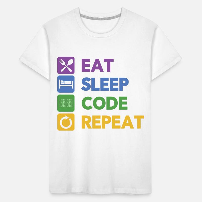 Eat Sleep Code Repeat Coder Programmer Software De Kinder Premium Bio T-Shirt