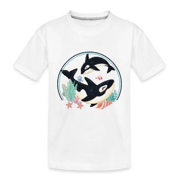 Orca baby and mother - Kids' Premium Organic T-Shirt - white - Front