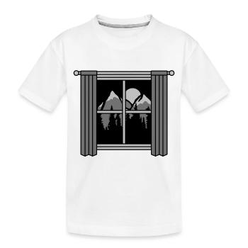 Mond Berge Aussicht Fenster - Kinder Premium Bio T-Shirt - Weiß - Vorne