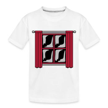 Dunkel Nachts Fenster Holz - Kinder Premium Bio T-Shirt - Weiß - Vorne