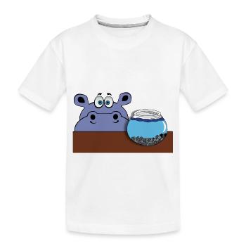hippo nilpferd fisch aquarium glas goldfisch tier - Kinder Premium Bio T-Shirt - Weiß - Vorne