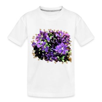lila Blumen Wiese - Kinder Premium Bio T-Shirt - Weiß - Vorne