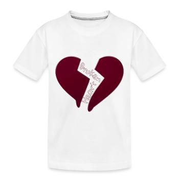 broken heart - Kids' Premium Organic T-Shirt - white - Front