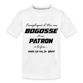 Compliqué d'être un bogosse et un patron - T-shirt bio Premium Enfant - blanc - Devant