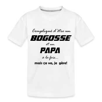 Compliqué d'être un bogosse et un papa - T-shirt bio Premium Enfant - blanc - Devant