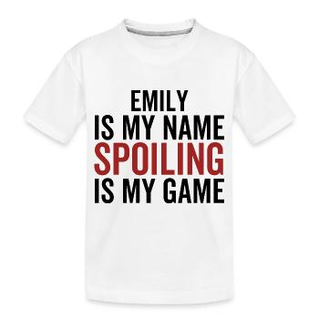 Emily est mon nom Spoiler est mon jeu - T-shirt bio Premium Enfant - blanc - Devant