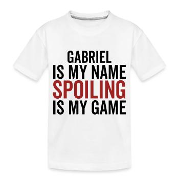 Gabriel est mon nom Spoiler est mon jeu - T-shirt bio Premium Enfant - blanc - Devant