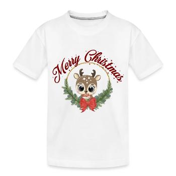 doux renne Noël Rudolf Joyeux Noël - T-shirt bio Premium Enfant - blanc - Devant