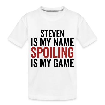 Steven ist mein Name Spoiling ist mein Spiel - Kinder Premium Bio T-Shirt - Weiß - Vorne