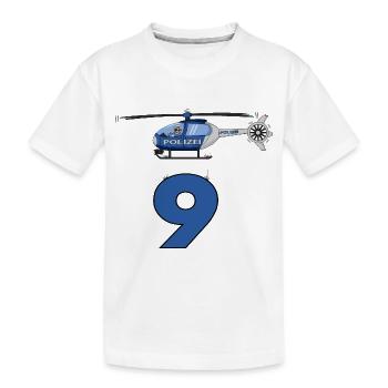 Polizei Hubschrauber 9. Geburtstag - Kinder Premium Bio T-Shirt - Weiß - Vorne