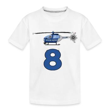 Polizei Hubschrauber 8. Geburtstag - Kinder Premium Bio T-Shirt - Weiß - Vorne
