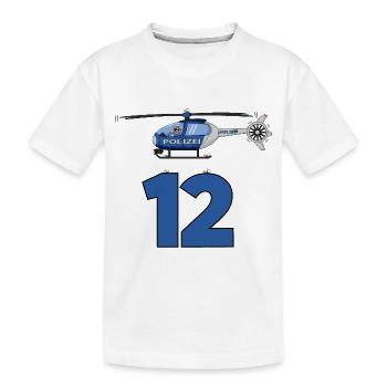 Polizei Hubschrauber 12. Geburtstag - Kinder Premium Bio T-Shirt - Weiß - Vorne