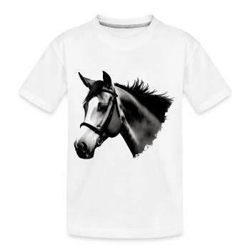 Pferd Skizze Bleistift Pferde Tier Porträts 1 - Kinder Premium Bio T-Shirt - Weiß - Vorne