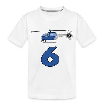 Helicopter 6th birthday - Kids' Premium Organic T-Shirt - white - Front
