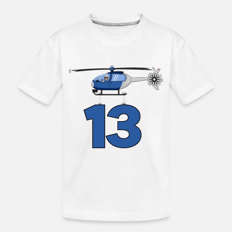 Hubschrauber 13. Geburtstag - Kinder Premium Bio T-Shirt - Weiß