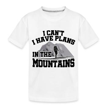 I Can't I Have Plans In The Mounatins Hiking Trekk - Kinder Premium Bio T-Shirt - Weiß - Vorne