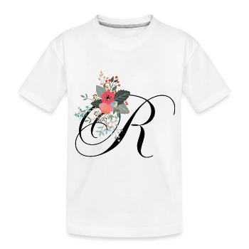 Buchstabe r blumig - Kinder Premium Bio T-Shirt - Weiß - Vorne