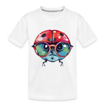 Iza Marienkäfer mit Brille - Kinder Premium Bio T-Shirt - Weiß - Vorne