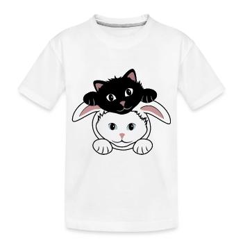 Bunny and demon - Kids' Premium Organic T-Shirt - white - Front