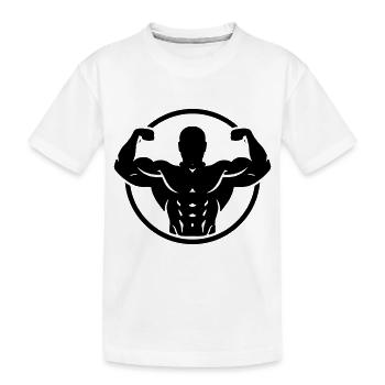 Bodybuilding Logo - Kids' Premium Organic T-Shirt - white - Front