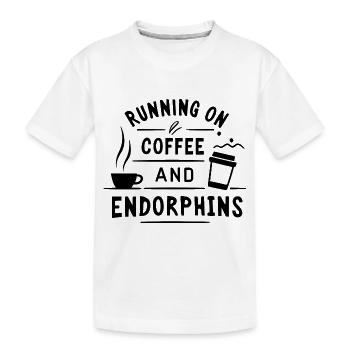 Laufen mit Kaffee - Kinder Premium Bio T-Shirt - Weiß - Vorne