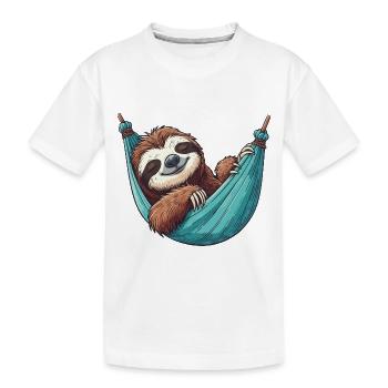 Paresseux dormant dans un pyjama hamac - T-shirt bio Premium Enfant - blanc - Devant