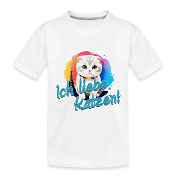 Ich liebe Katzen! - Kinder Premium Bio T-Shirt - Weiß - Vorne