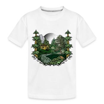 Wald Hütte Natur Waldbewohner Naturliebhaber - Kinder Premium Bio T-Shirt - Weiß - Vorne