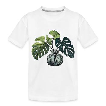 Monstera Pflanze Pflanzenliebe - Kinder Premium Bio T-Shirt - Weiß - Vorne