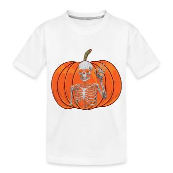 Kürbis Oktober Geist Spuk Halloween Skelett - Kinder Premium Bio T-Shirt - Weiß - Vorne
