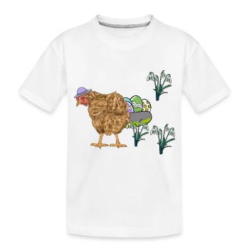 Huhn Federvieh Eier Nest Ostereier Ostern - Kinder Premium Bio T-Shirt - Weiß - Vorne