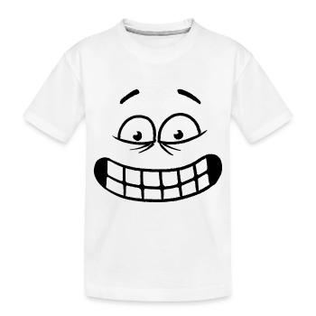 Funny Cartoon Face Innocent - Kids' Premium Organic T-Shirt - white - Front