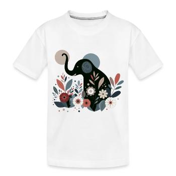 Floral Elephant - Kids' Premium Organic T-Shirt - white - Front