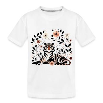 Floral Tiger - Kids' Premium Organic T-Shirt - white - Front