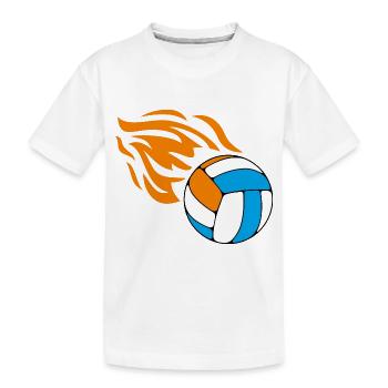 Fliegender flammender Volleyball - Kinder Premium Bio T-Shirt - Weiß - Vorne
