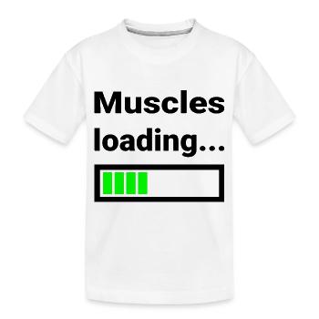 Funny Design for Sports Muscles Loading Bar Joke - Kids' Premium Organic T-Shirt - white - Front